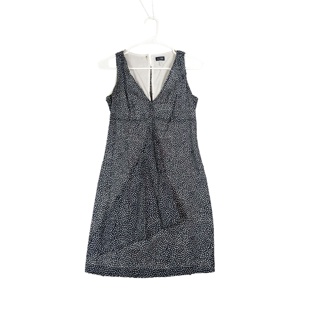 Armani Jeans Women Retro Chic Cotton Polka Dot Ruffle Dress 2 Black White